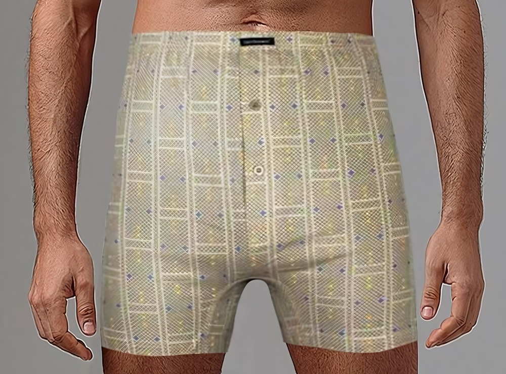 Мужские трусы-боксеры с рисунком в виде кирпичной кладки (Размер: XXXL) (Цвет: бежевый)