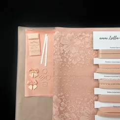 Набор сетка + кружево, персик