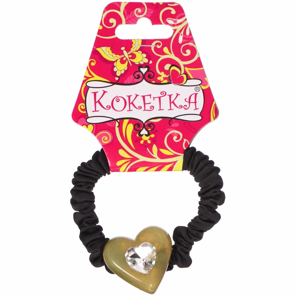 Резинка для волос 1шт «Франка», цвет черный, серце микс, d-5,5см