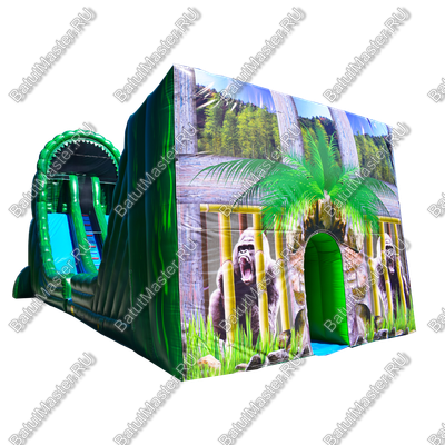 Коммерческий надувной батут-горка "Тропический спуск", 21*6*11 м.