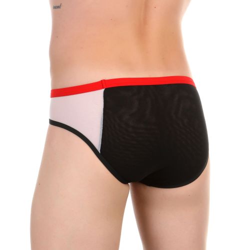 Мужские плавки черные с белыми прозрачными вставками Boefje