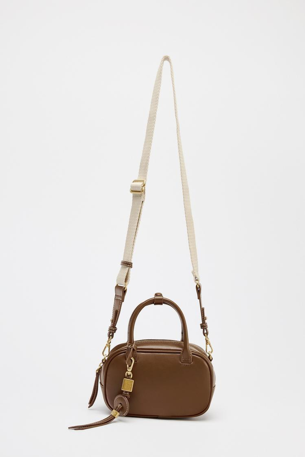 ZARA МИНИ-СУМКА С ДЕКОРАТИВНОЙ СТРОЧКОЙ, ТЕМНЫЙ РЫЖЕВАТО-КОРИЧНЕВЫЙ