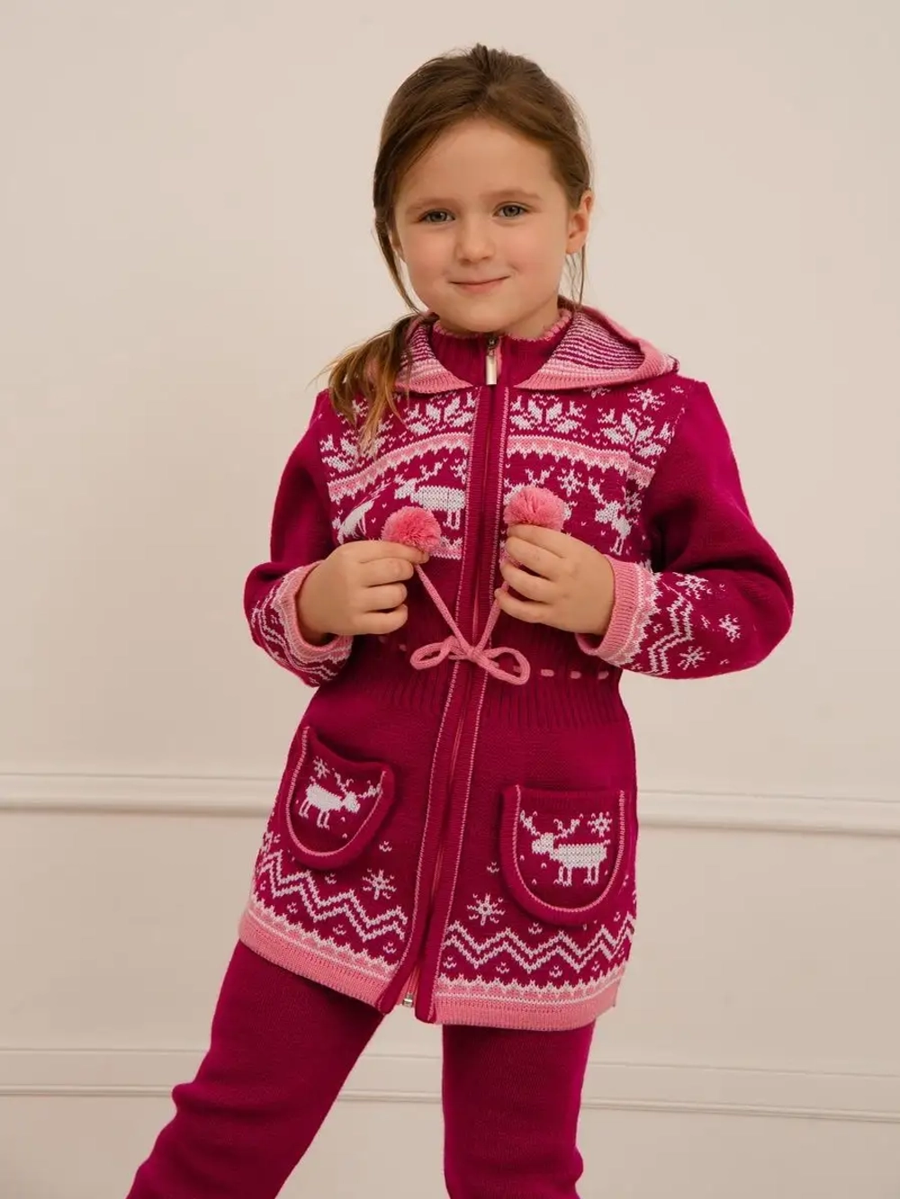 Кардиган вязаный на молнии для девочки