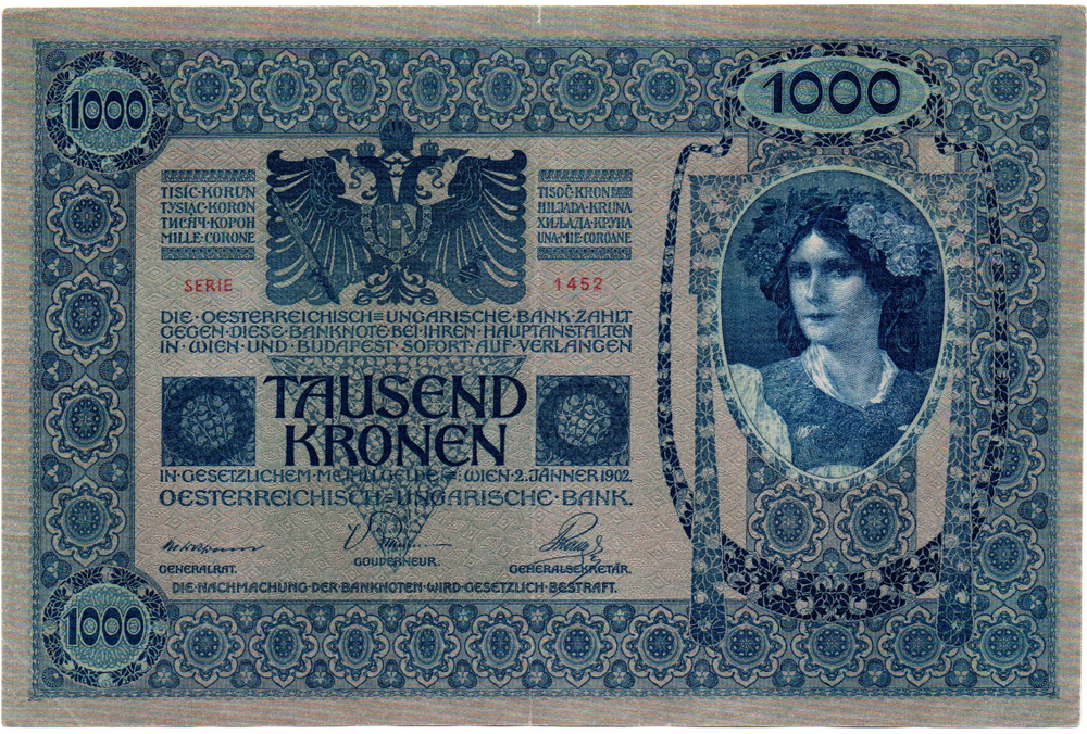 Банкнота Австро-Венгерская империя - 1000 крон 1902 год