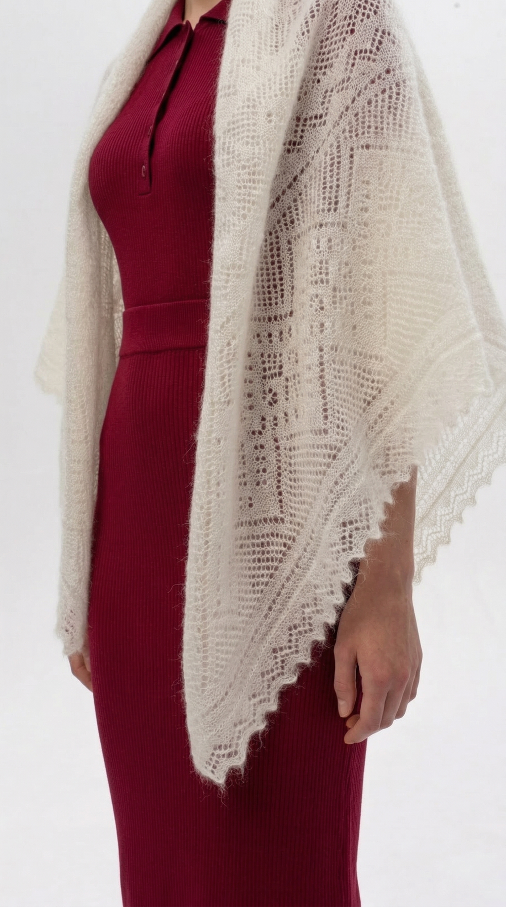 Оренбургский пуховый платок с шелком П1-130-02 экрю