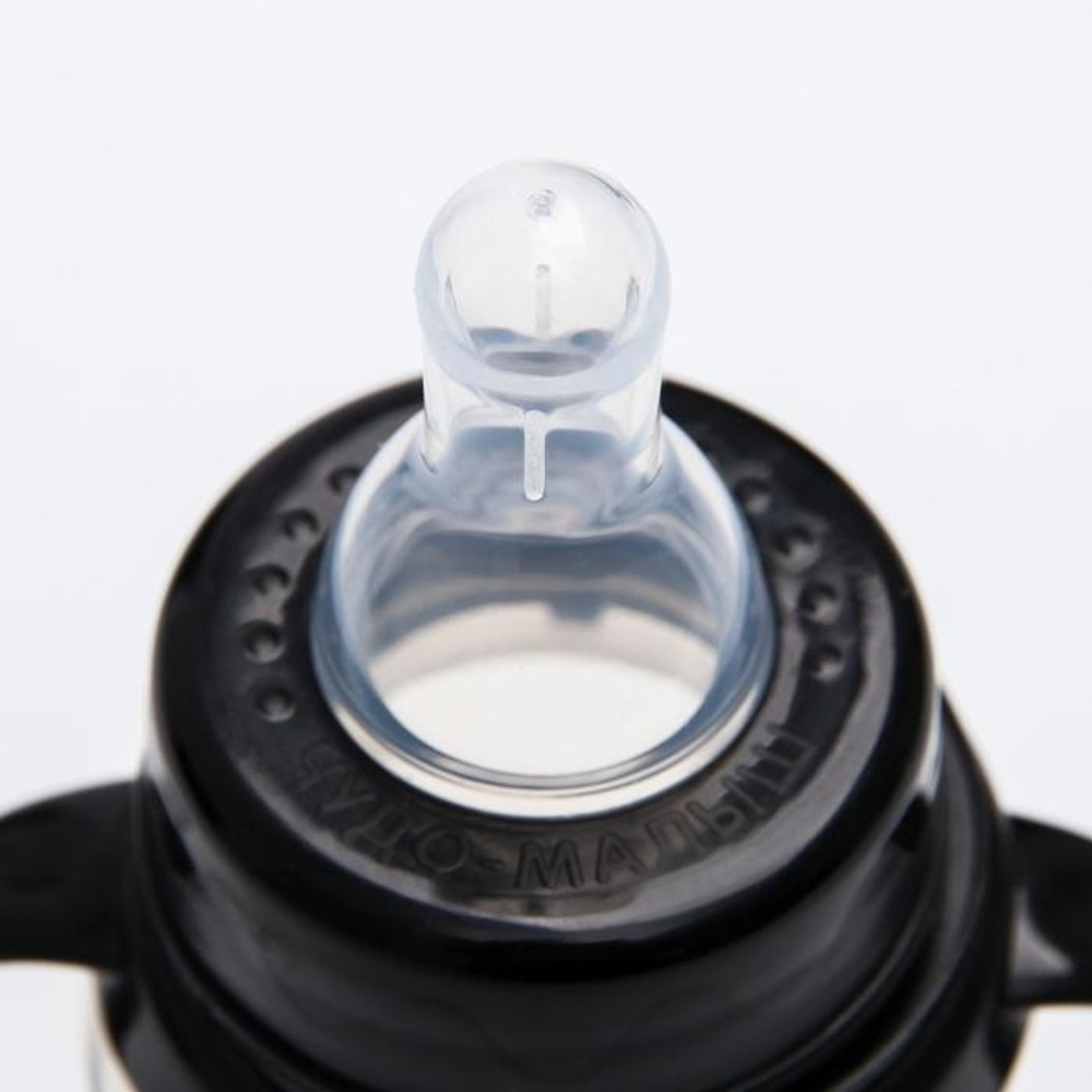 4882552 Бутылочка для кормления "Пингвин" 150 мл приталенная, с ручками