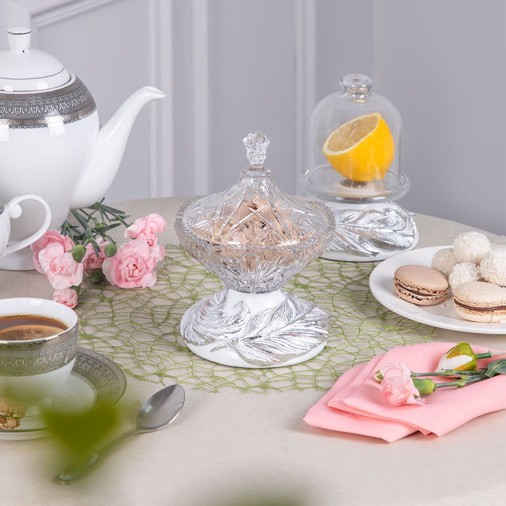 Сахарница стеклянная с крышкой Боа Белый