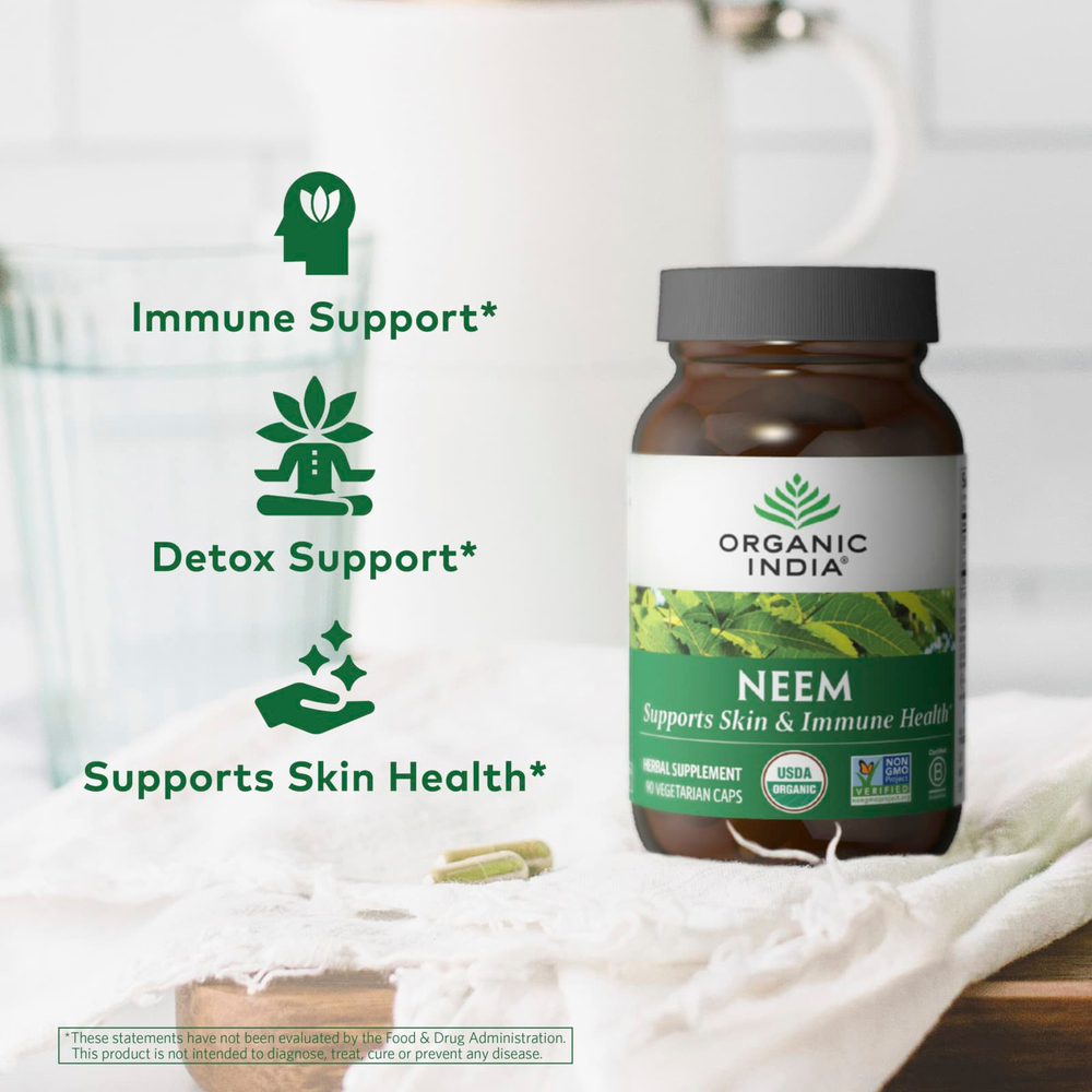 Organic India, ним, 90 вегетарианских капсул