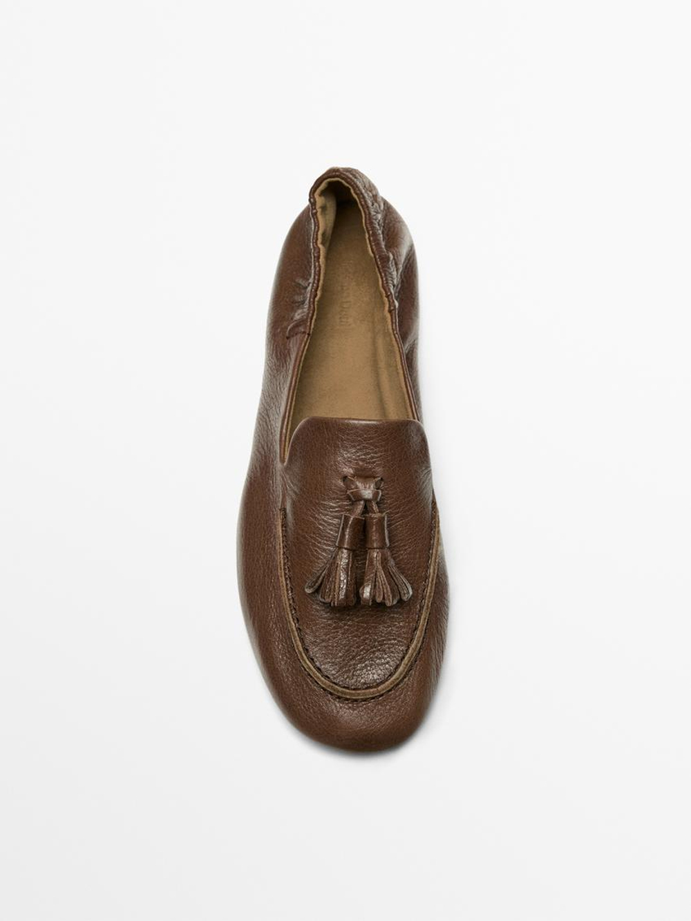 Massimo Dutti Кожаные лоферы с кисточками, коричневый