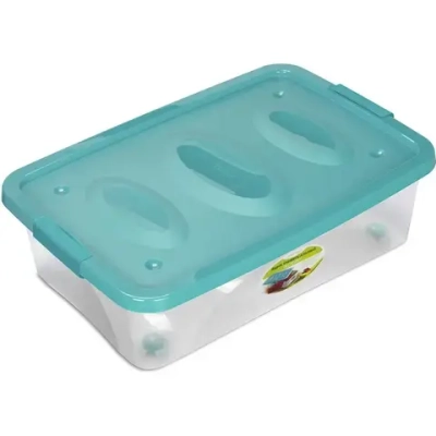 Ящик универсальный Астело 600х180мм на колесиках бирюзовый С664БИР (комплект 5 шт)