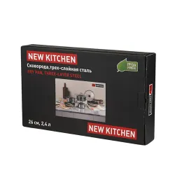 Сковорода 26/19,5 см h5,5 см New Kitchen Honeycombs нерж. с антиприг. покр. ИНДУКЦИЯ P.L.
