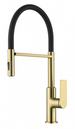 07126-S Смеситель для кухни с гиб. МАГНИТ. изливом (Мат. Золото+ЧЕР.) GANZER (10/1шт)