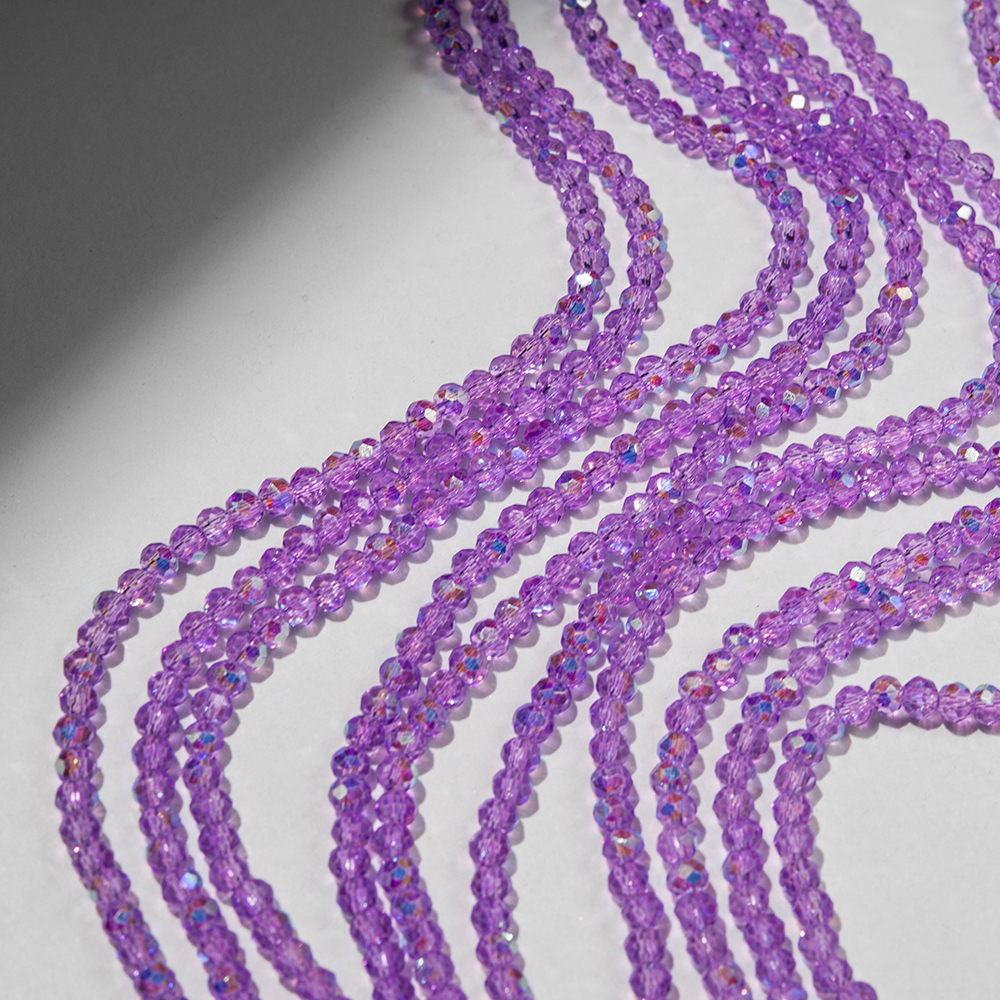 Хрустальные бусины "Марказит" с эффектом иризации, оттенок "Фиолетовый", 4,3*3,5мм, рондель