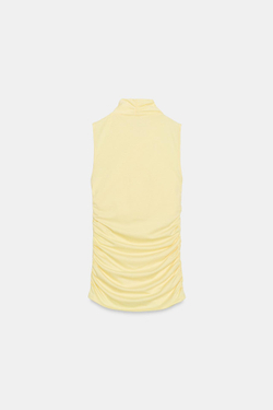 ZARA ТОП С ДРАПИРОВКОЙ И СБОРКАМИ, ЖЕЛТЫЙ