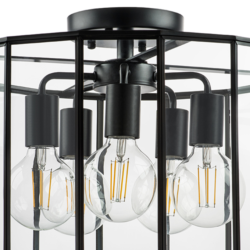 798257 Люстра GENNI 5х40W E27 ЧЕРНЫЙ МАТОВЫЙ/ПРОЗРАЧНЫЙ