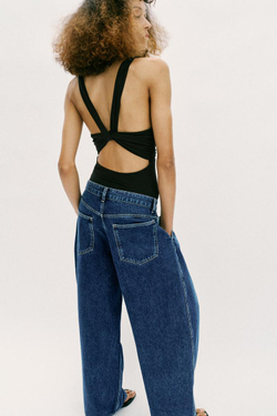 ZARA БОДИ ИЗ ПОЛИАМИДА С ОТКРЫТОЙ СПИНОЙ, ЧЕРНЫЙ