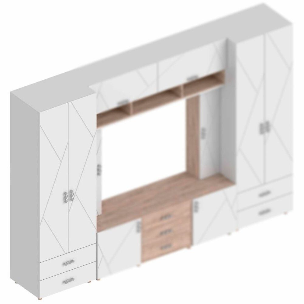 Шкаф 2-ств с 2 ящиками с полками(+штанга) МС "Сандра"(Белый лофт), Велес, г.Туймазы