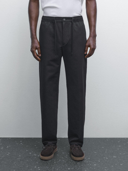 Massimo Dutti Джоггеры из хлопковой смеси, черный