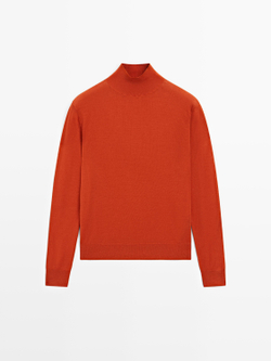 Massimo Dutti Шерстяной свитер с высоким воротником, жженый