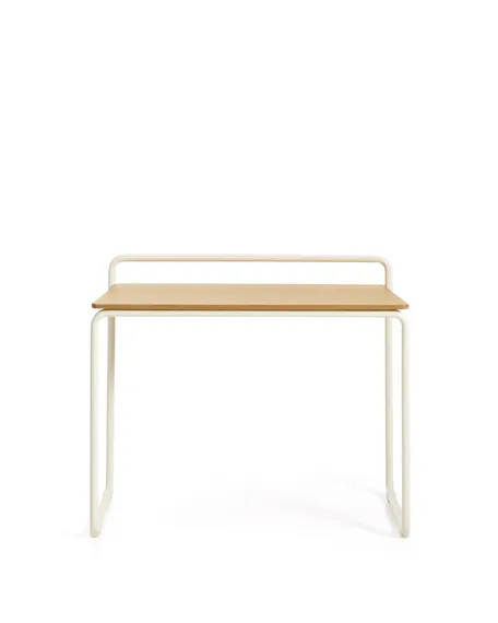 Tinn Письменный стол из ясеневого шпона с бежевой металлической конструкцией, 75 x 45,5