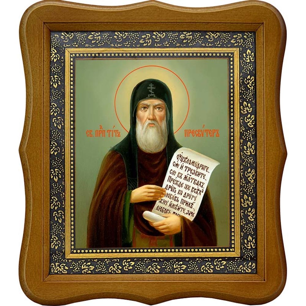 Тит Печерский преподобный пресвитер. Икона на холсте.