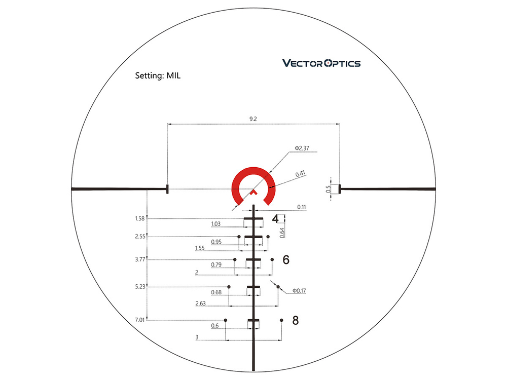 Прицел Vector Optics Continental 34mm 1-6x28 FFP, VCT-BNW (MIL), подсветка красная, 34мм, 0.1 MIL, IP67, 650г