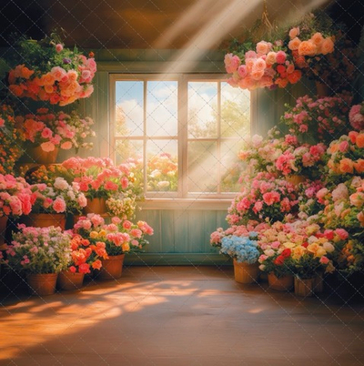 Окно с цветами №3- фон неопреновый