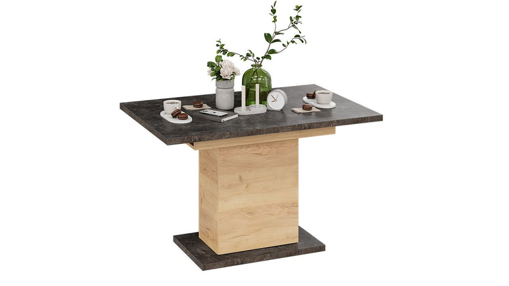 Стол кухонный обеденный раздвижной Дуб Крафт золотой/Ателье темное 120(163)х80х75 см