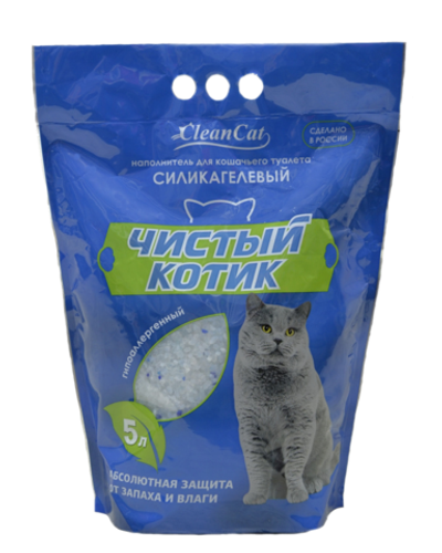 Чистый котик Силикагелевый наполнитель 5л.