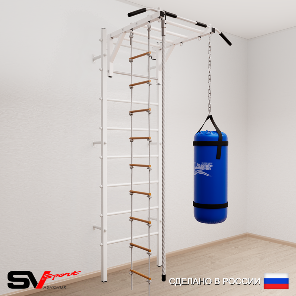 Шведская стенка Sv Sport усиленная 6342 (Турник рукоход/Канат/Лестница/Цепь/Мешок 22кг)