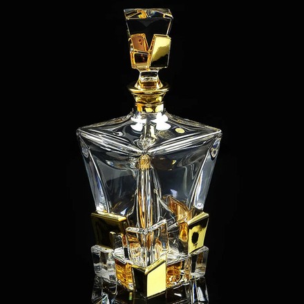 Migliore De Luxe Графин для виски Lord, хрусталь, декор золото 24К, 0.85л 29см