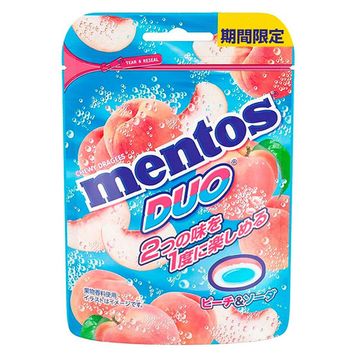 Жевательные конфеты Mentos DUO со вкусом персика и содовой, 45 г (Корея)