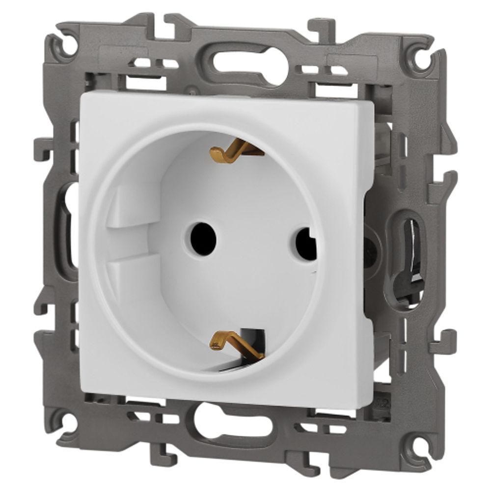 Розетка ЭРА Elegance 14-2102-01М 2P+E Schuko со шторками, 16А-250В, белый матовый