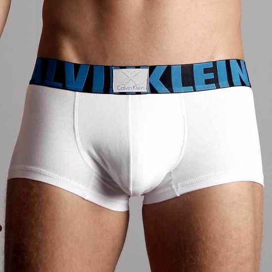 Мужские трусы боксеры Calvin Klein X Word White с синей резинкой