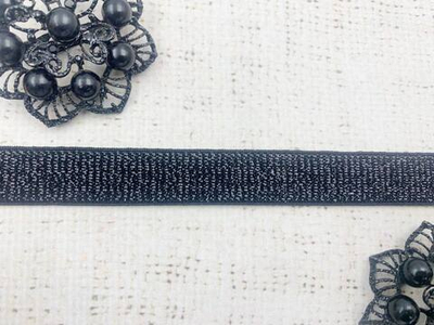 Резинка тканая металлизированная, ш. 1,5 см, чёрный