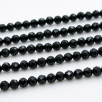 Шерл граненый бусины (черный турмалин), размер около 3 мм, цена за нить 38 см