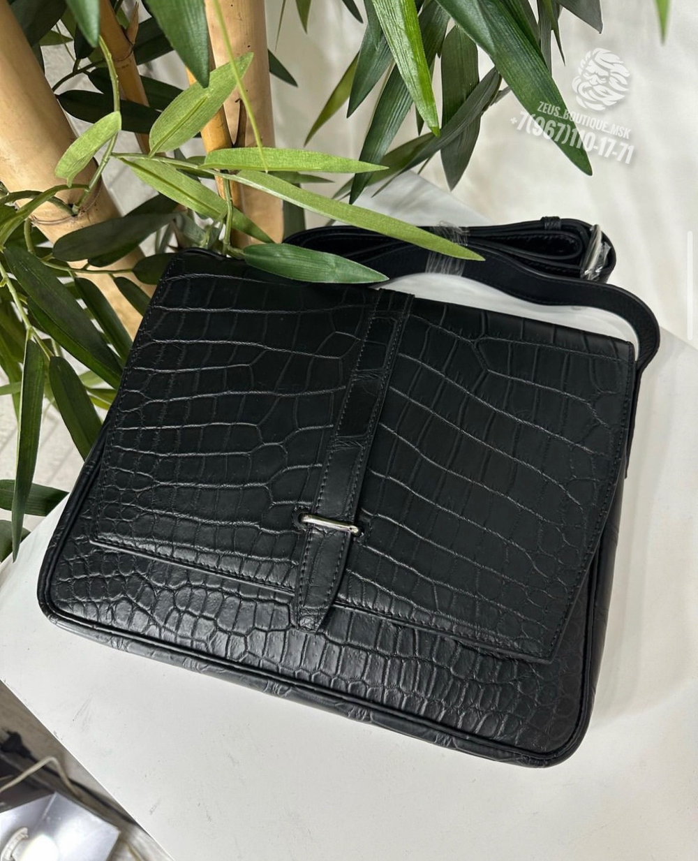 Сумка через плечо Hermes из кожи крокодила