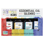 Aura Cacia, Kids, смеси эфирных масел, 4 флакона по 7,4 мл (0,25 жидк. унц.)