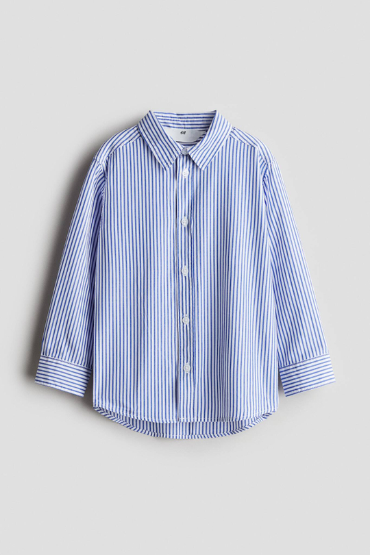 H&M Хлопковая рубашка, синий/белый