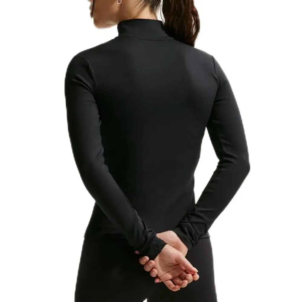 Женская Кофта теннисная Nike One Dri-Fit Full Zip Fitted - black/white