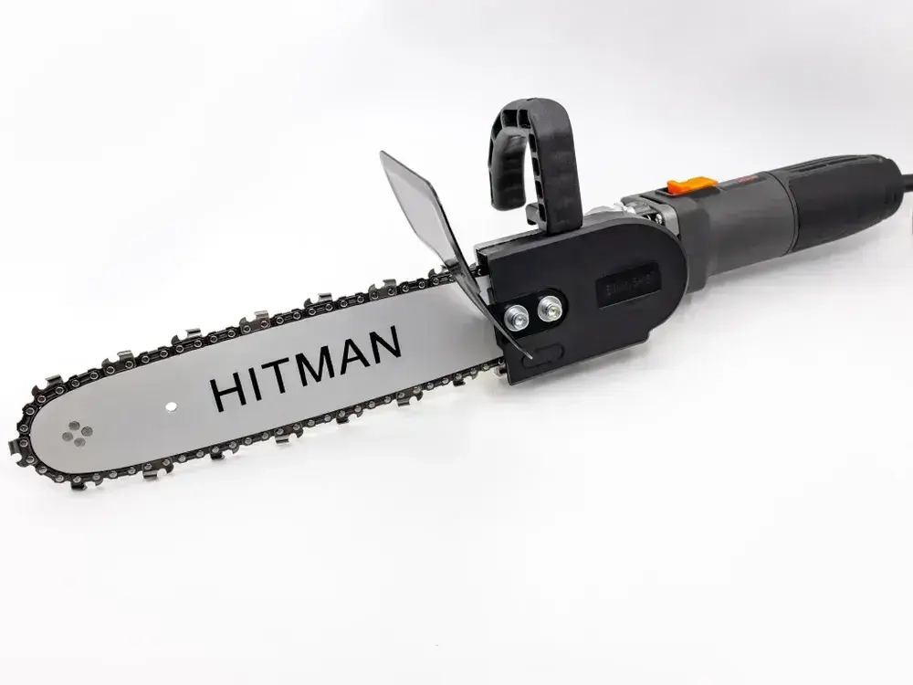 Насадка для болгарки(УШМ) цепная пила HITMAN-12/1 (шина 11,5"/30см, шаг цепи 3/8, звездочка М14)