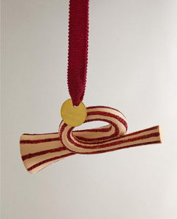 ZARA HOME ЁЛОЧНОЕ УКРАШЕНИЕ "ТРУБА", ЭКРЮ/КРАСНЫЙ