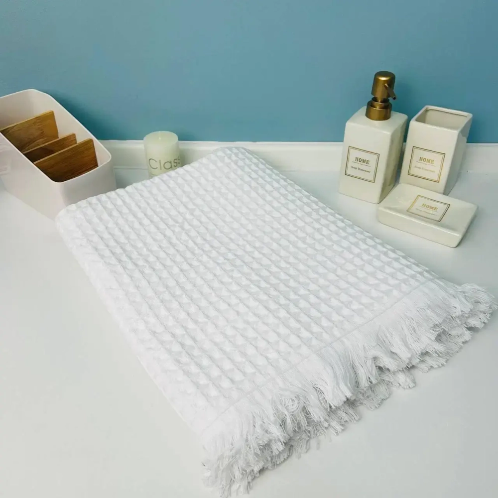 Полотенце вафельное 100*150см «Waffle» плотность 280гр/м, цвет белый 01-001