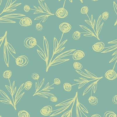 желтые цветы на голубом фоне. Нежный абстрактный минималистичный узор