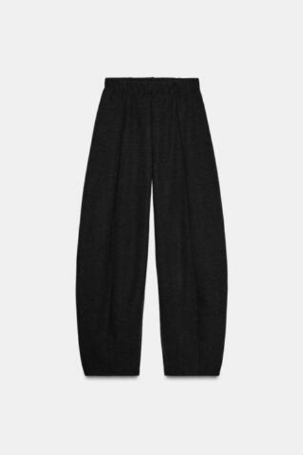 ZARA МЯГКИЕ ШИРОКИЕ БРЮКИ, ЧЕРНЫЙ МЕЛАНЖ