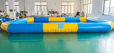 Прямоугольный надувной бассейн "Полосатик" 9х7х0.65 м, голубой, жёлтый