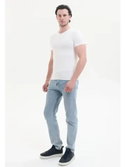 Футболка V-вырез однотонная облегающая