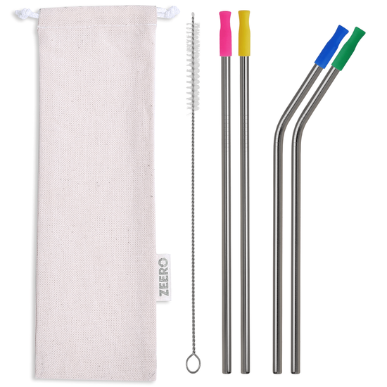 Набор металлических трубочек ZEERO 4+1 с наконечниками в чехле
