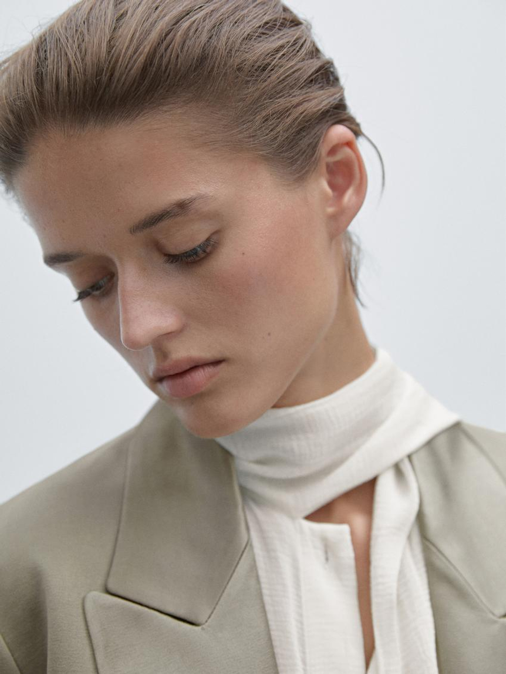 Massimo Dutti Длинное атласное пальто - Studio, светло-зеленый