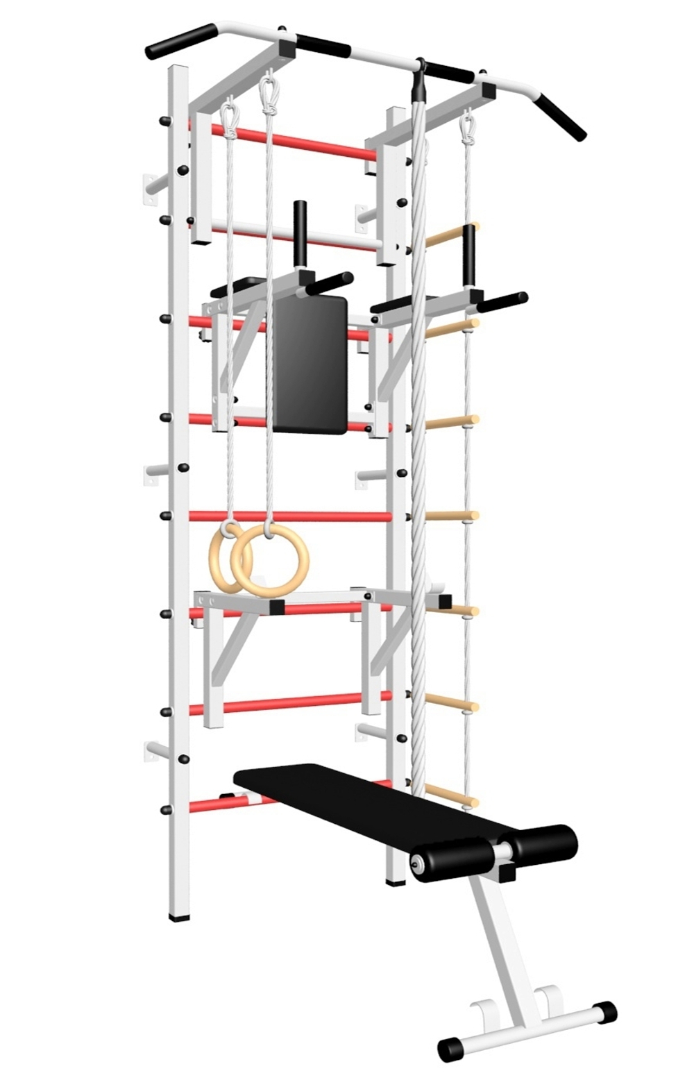 Шведская стенка Sv Sport усиленная 608 (Турник стандарт/Брусья/Стойка/Скамья/Канат/Кольца/Лестница)